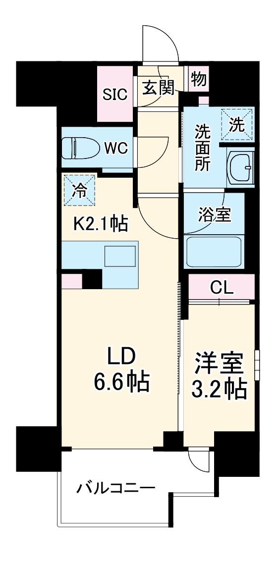 リビオレゾン靭公園(1LDK/9階)の間取り写真