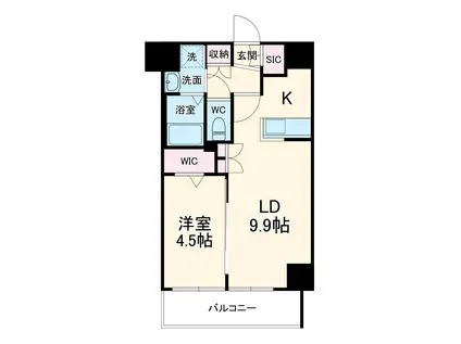 プレイズシード名古屋亀島(1LDK/8階)の間取り写真