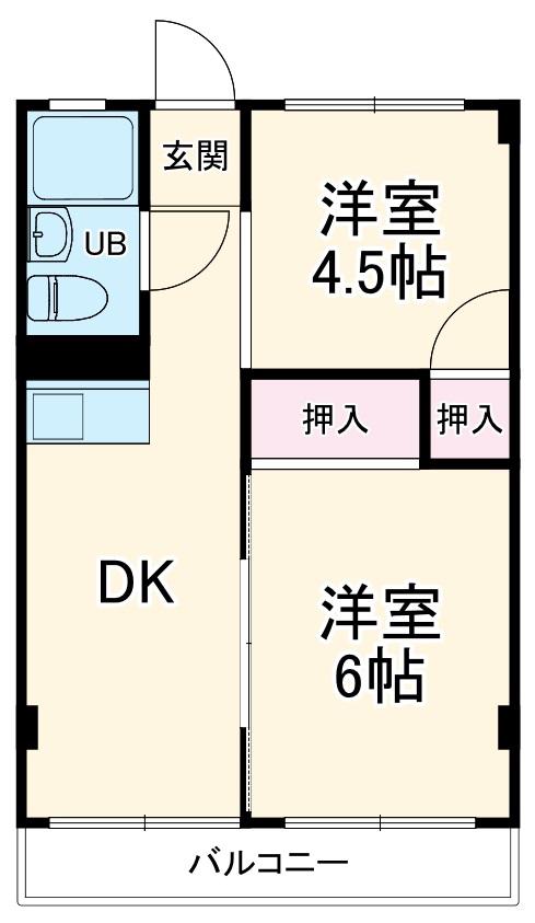 第1山田ビル(2DK/3階)の間取り写真