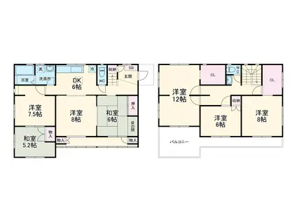 横浜線 橋本駅(神奈川) バス乗車時間：23分 若葉台住宅バス停で下車 徒歩1分 2階建 築41年(7DK)の間取り写真