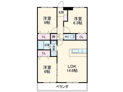マルマン・シティ・セントロⅠ(3LDK/3階)の間取り写真