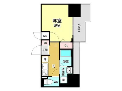 DIMUS新大阪(1K/13階)の間取り写真