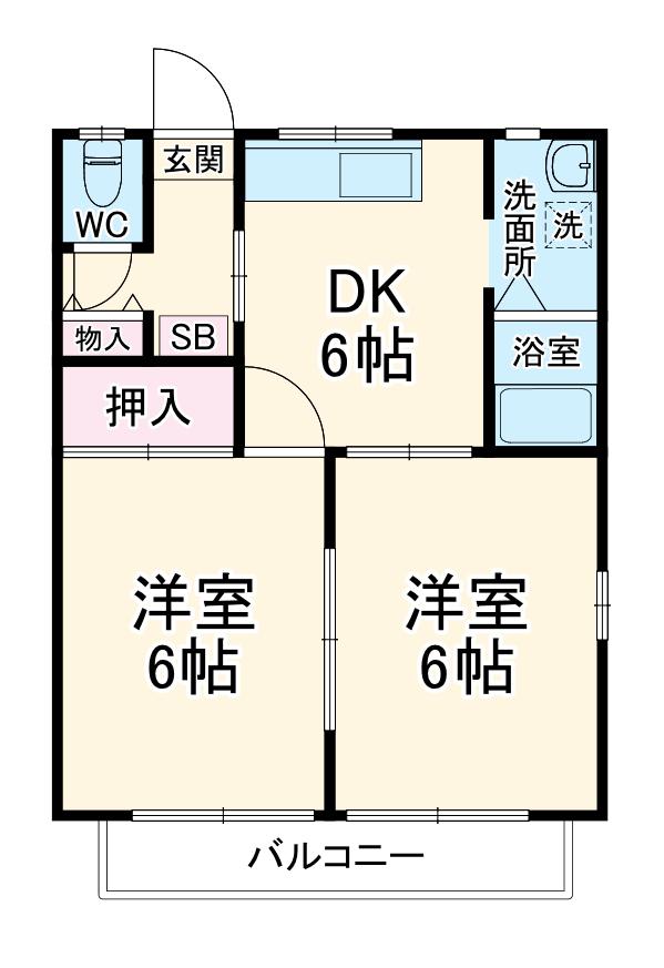 エトワール(2DK/2階)の間取り写真