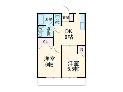 シティハイム八剱C(2DK/2階)の間取り写真