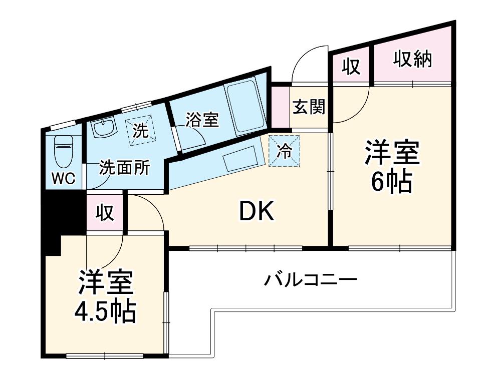 美登ビル(2DK/3階)の間取り写真