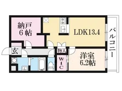 NUKUMORI桂川南(2LDK/1階)の間取り写真