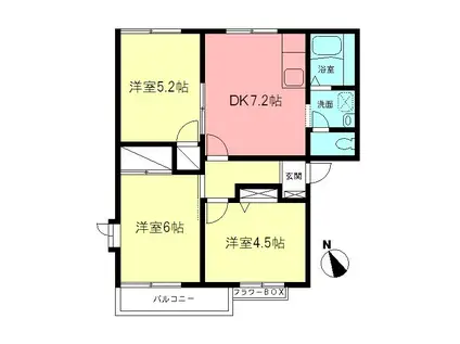 プランドールA(3DK/2階)の間取り写真