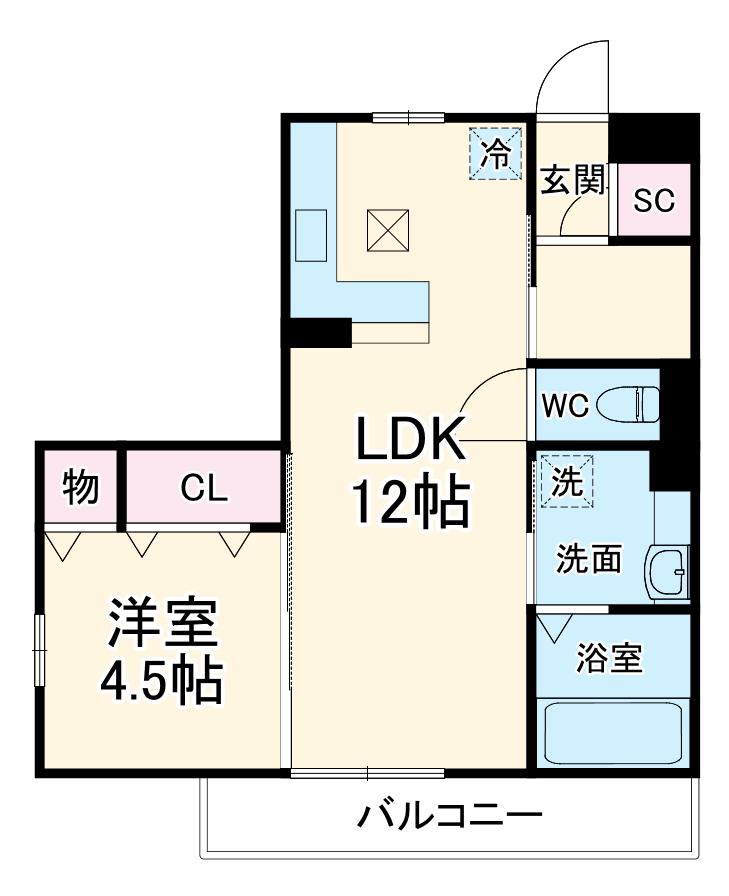グランドゥール3(1LDK/1階)の間取り写真