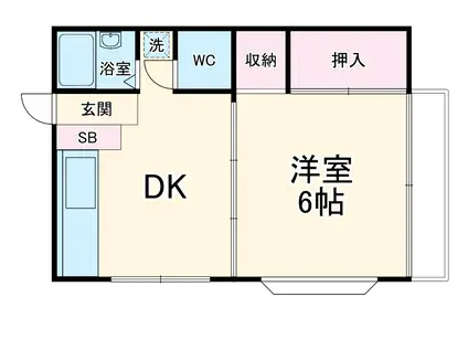 二葉フラット(1DK/1階)の間取り写真