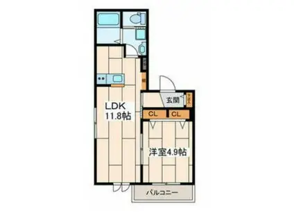 コンフェスト江ノ島(1LDK/3階)の間取り写真