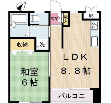 エコーハイツ Ⅰ(1LDK/1階)の間取り写真