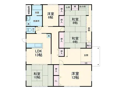 愛知環状鉄道 保見駅 徒歩21分 2階建 築21年(5LDK)の間取り写真
