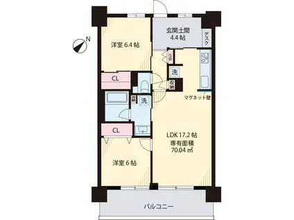 パークロード川口(2LDK/9階)の間取り写真