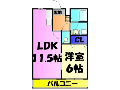 ピースコート(1LDK/2階)の間取り写真