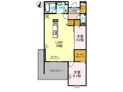 BELLEVILLE桜木町(2LDK/2階)の間取り写真