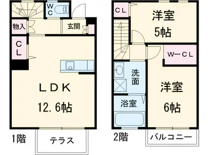 アンソレイユⅡ(2LDK)の間取り写真