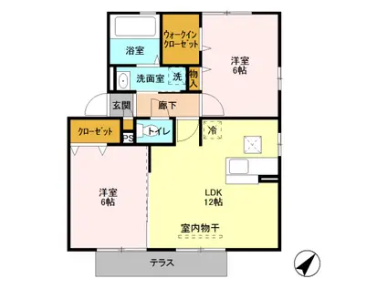 つくばエクスプレス 八潮駅 徒歩15分 2階建 築17年(2LDK/1階)の間取り写真