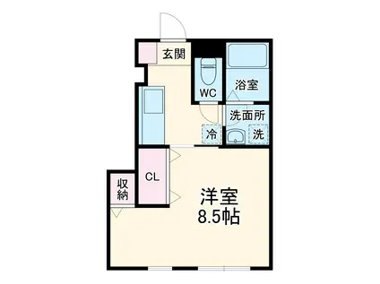 RYUSEI(1K/1階)の間取り写真