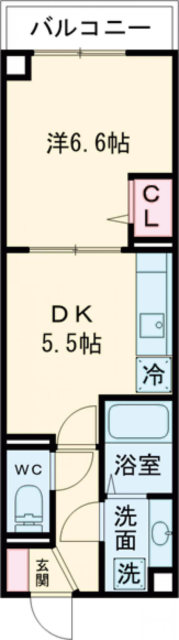 ルリアン北小岩Ⅲ(1DK/2階)の間取り写真