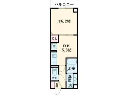 ルリアン北小岩Ⅲ(1DK/2階)の間取り写真