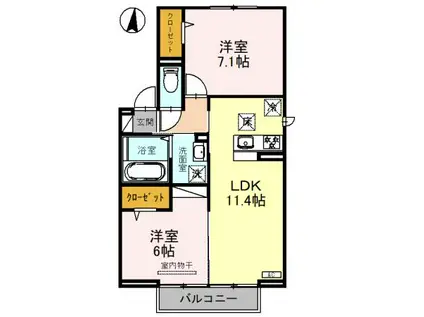 ヴェルデⅢ(2LDK/1階)の間取り写真