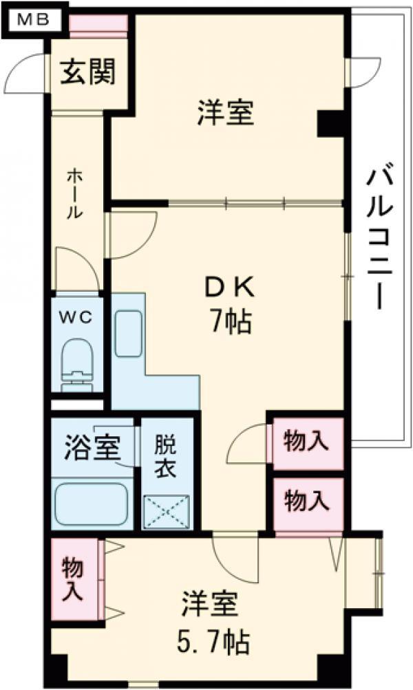 ダイアパレス西大路御池(2DK/1階)の間取り写真