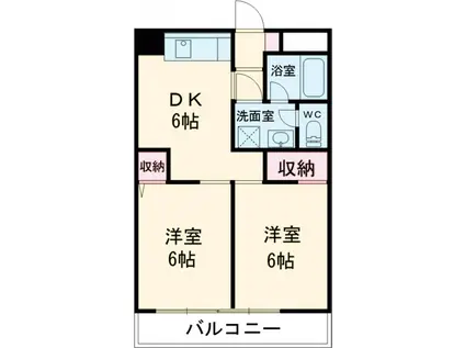 COTTONWILL上篠崎(2DK/2階)の間取り写真