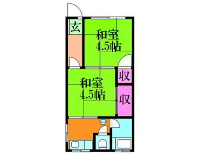 北條荘(2K/2階)の間取り写真