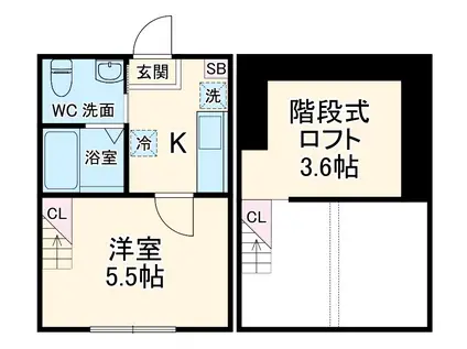 ハーミットクラブハウス プレシャス大熊(1K/2階)の間取り写真