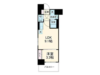 CREST TAPP大曽根Ⅱ(1LDK/3階)の間取り写真