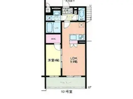ギガサウス(1LDK/4階)の間取り写真