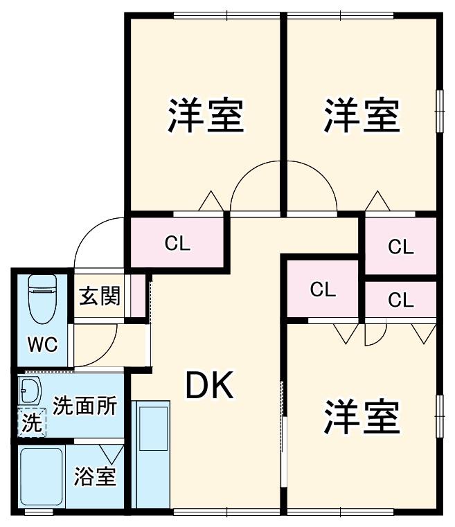 クランペール(3DK/2階)の間取り写真