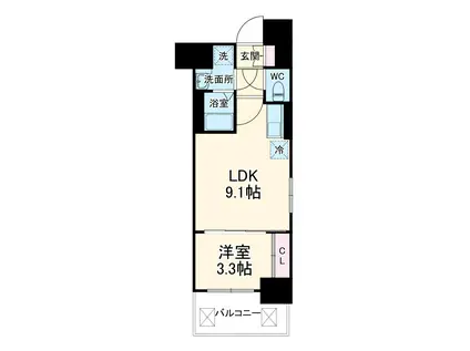 CREST TAPP大曽根Ⅱ(1LDK/14階)の間取り写真