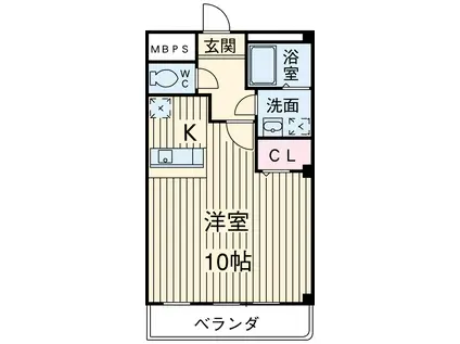 アドヴァンスⅡ(1K/2階)の間取り写真