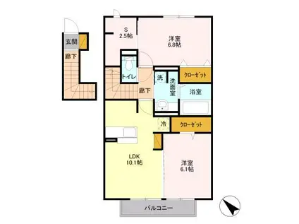 ガーネット Ⅰ(2SLDK/2階)の間取り写真