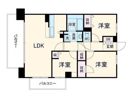HF辻堂レジデンス(3LDK/4階)の間取り写真