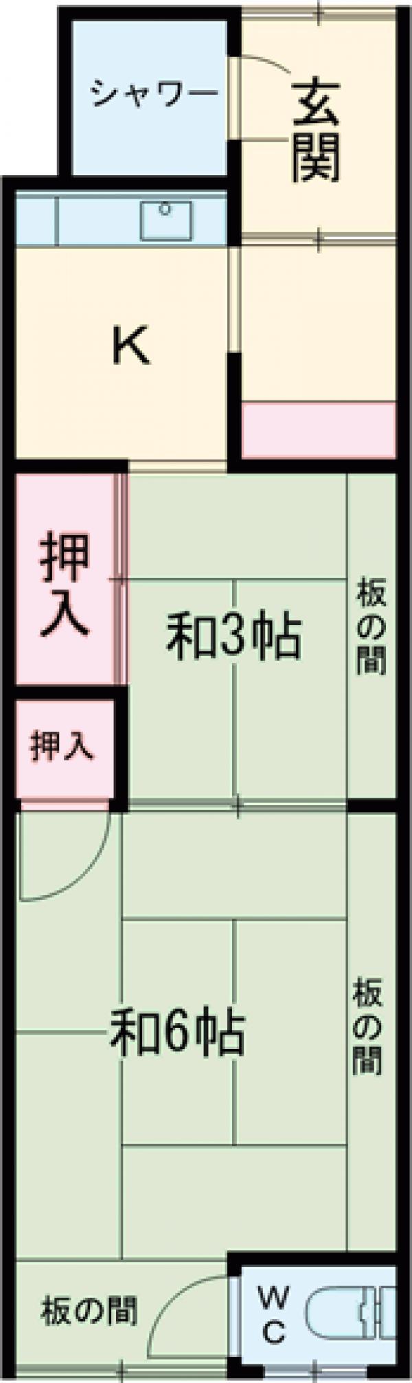 富秋町連棟平屋(2K)の間取り写真