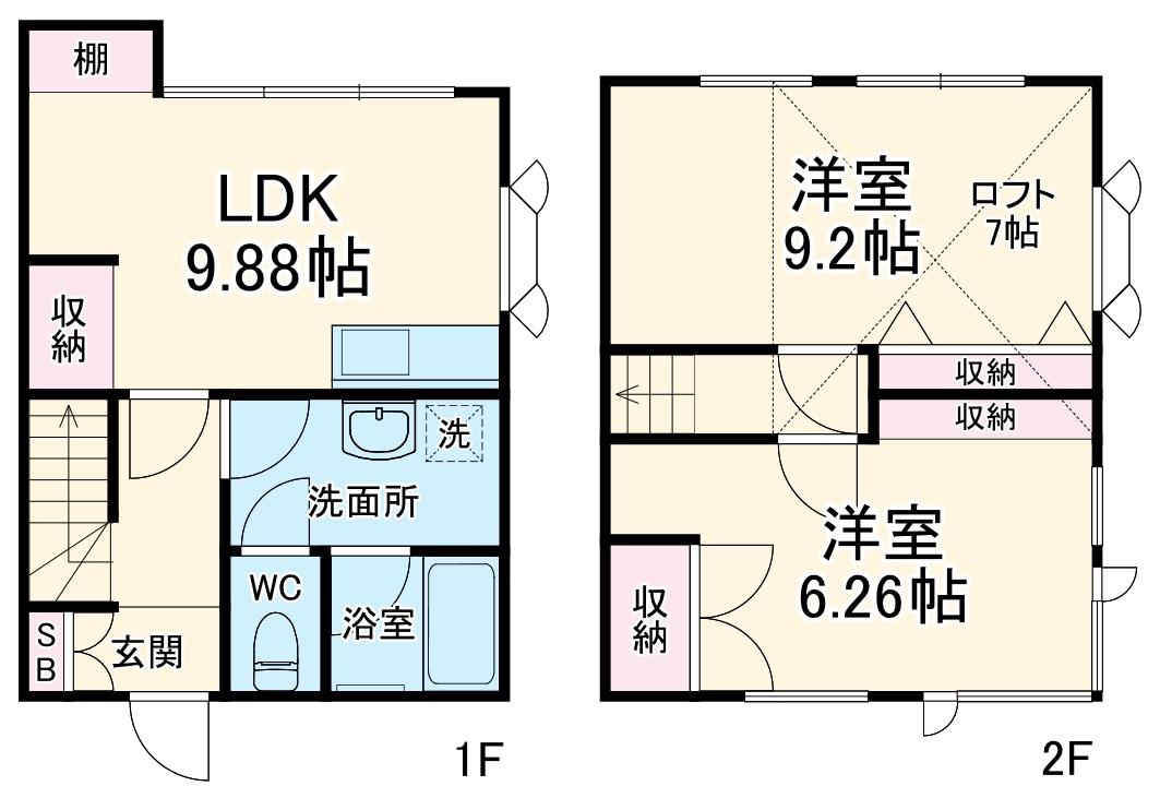 タウンハウス(2LDK)の間取り写真