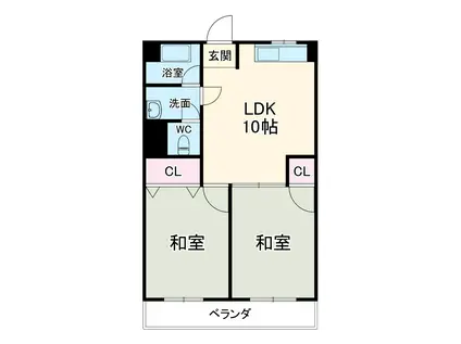 葛岡マンション(2LDK/1階)の間取り写真