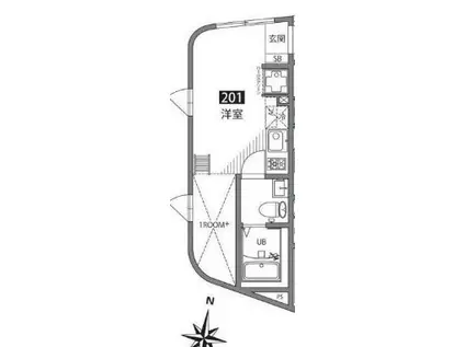 久我山アパートメントW(ワンルーム/2階)の間取り写真