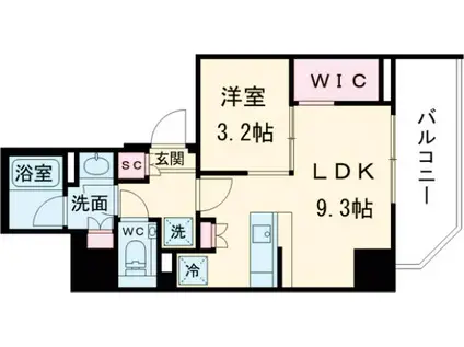 オーキッドレジデンス渋谷富ヶ谷(1LDK/7階)の間取り写真