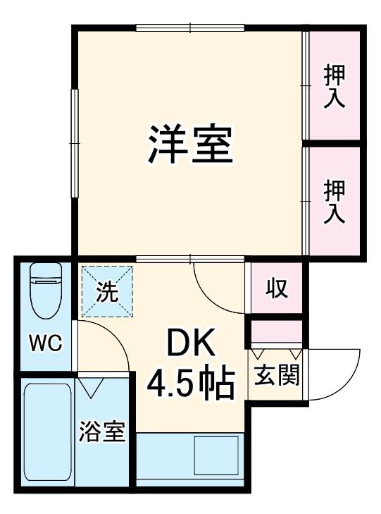 ホワイトリーズ(1DK/2階)の間取り写真