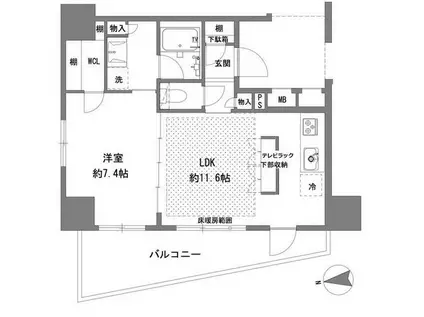 ラグゼナ八王子横山町(1LDK/8階)の間取り写真