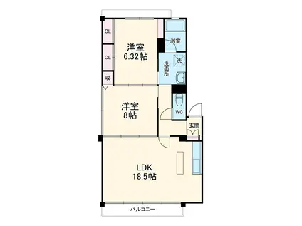 メゾンヴェール北桜塚東棟(2LDK/1階)の間取り写真