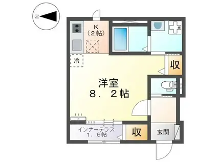 グレイスK東海通(1K/1階)の間取り写真