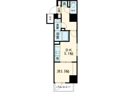 ザ・パークハビオ川口(1DK/6階)の間取り写真