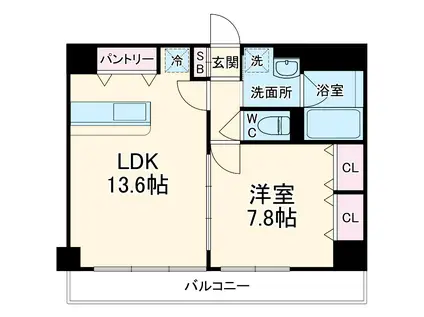 MERVEILLE IIDA北園(1LDK/6階)の間取り写真