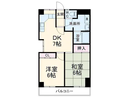 DIVINE行徳(2DK/4階)の間取り写真