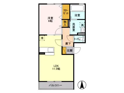 ロイヤルヒル共栄Ⅰ(1LDK/3階)の間取り写真