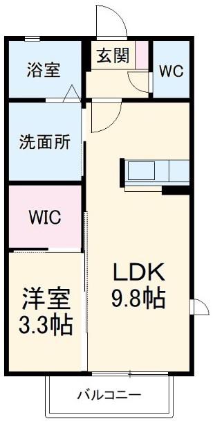 ベルフルールⅡ(1LDK/2階)の間取り写真